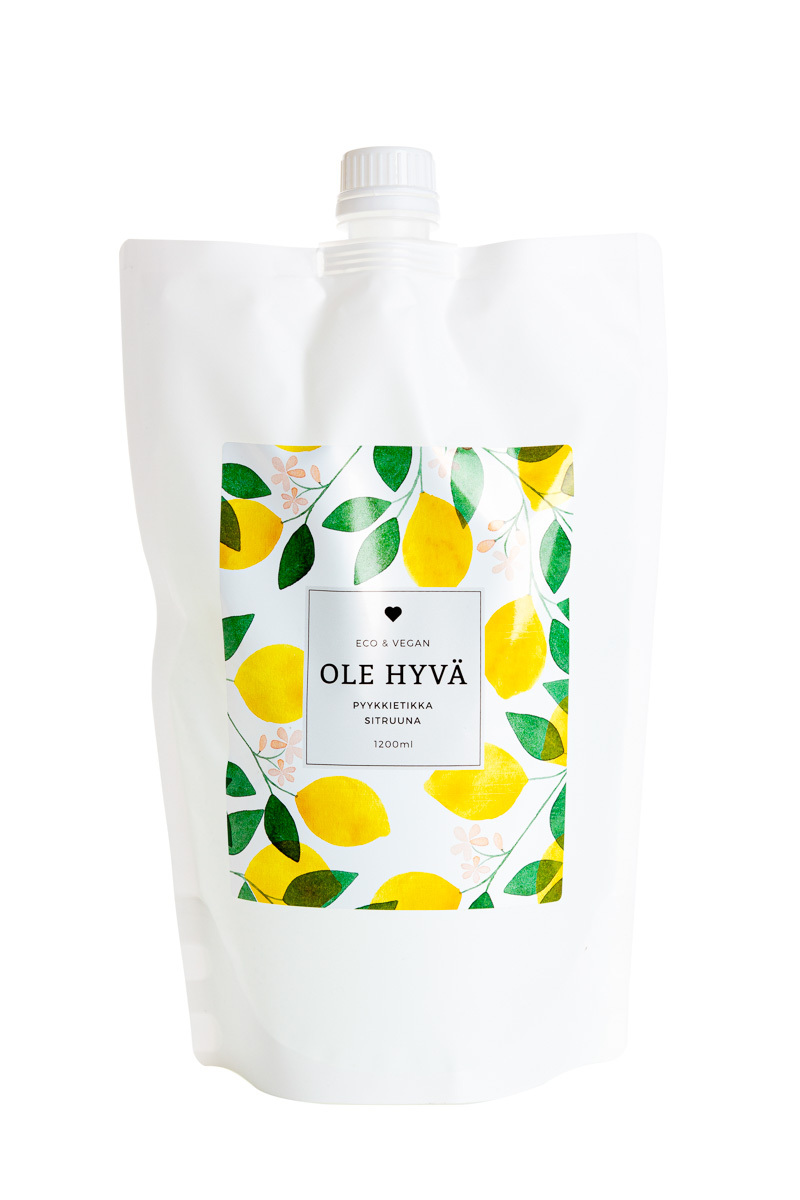 Laundry Vinegar Lemon 1200 ml Refill bag Ole Hyvä In English